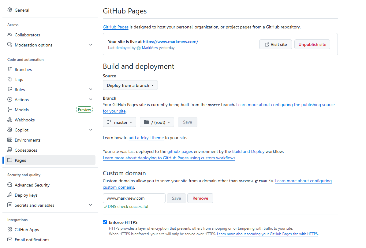 GitHub Pages custom domain