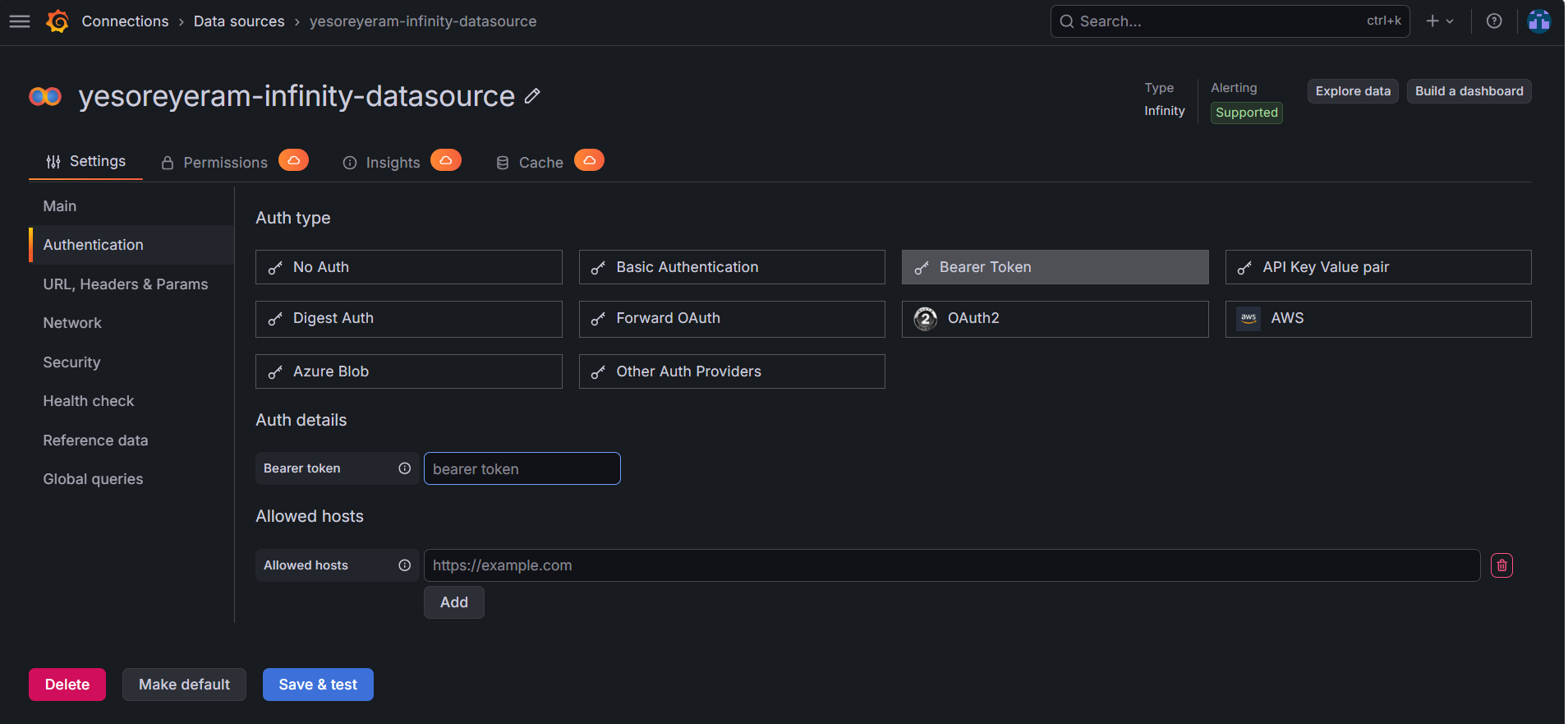 Grafana infinity datasource