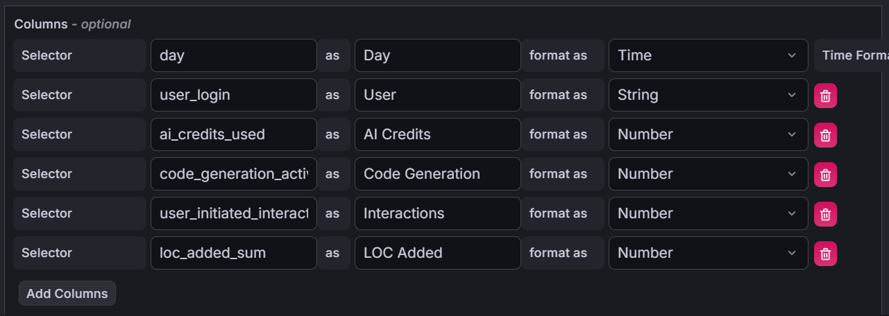 Grafana Infinity Query parsing option